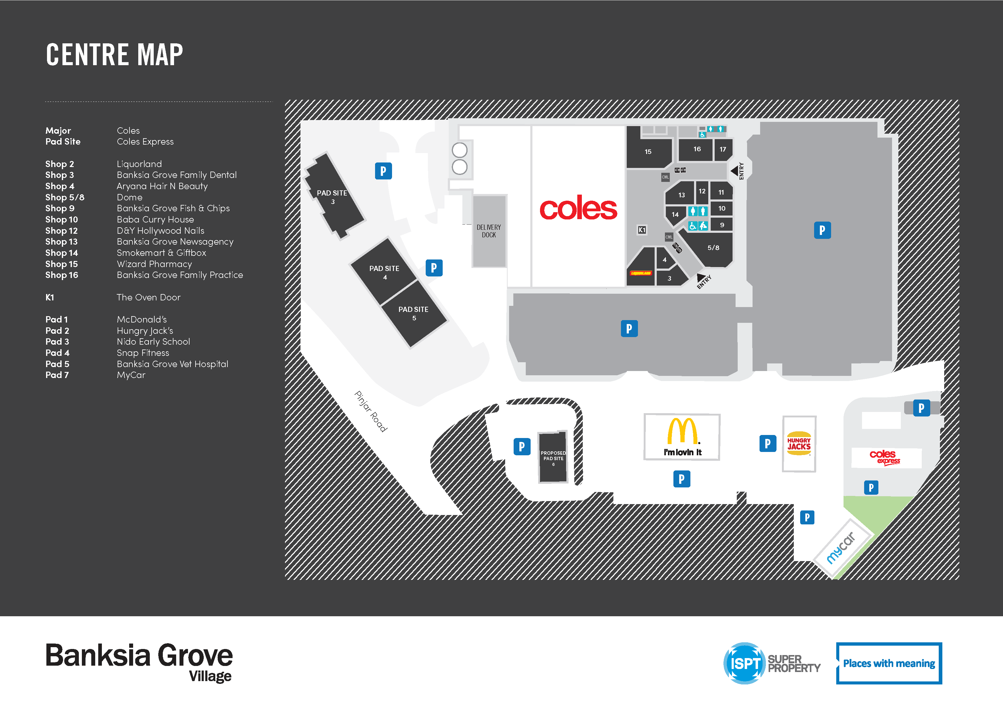 The Grove Mall Map Centre Directory Map | Banksia Grove Village